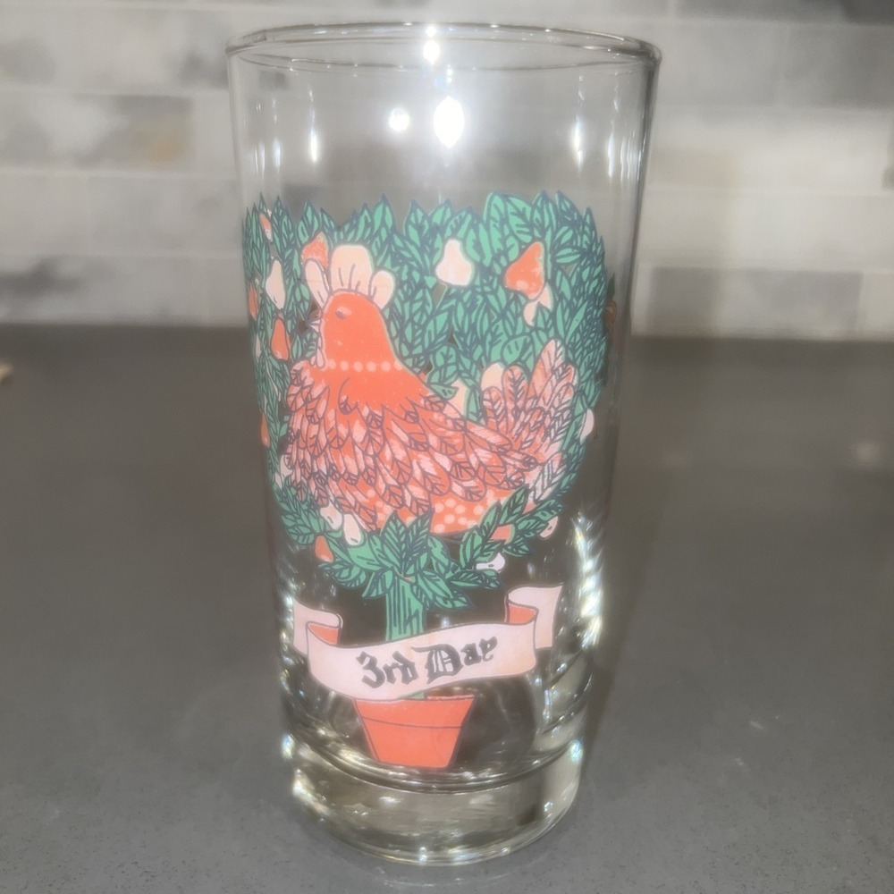 Vintage 12 Days of Christmas Indiana Glass Drink Tumbler - 3rd Day REPLACEMENT